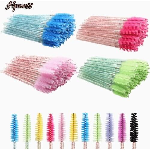 50pcs Crystal Eyelash Brushes Diamond Applicator Eyelash Mascara Wands Brush Tools Brushes Cosmetic Eyelashes 29 Colors