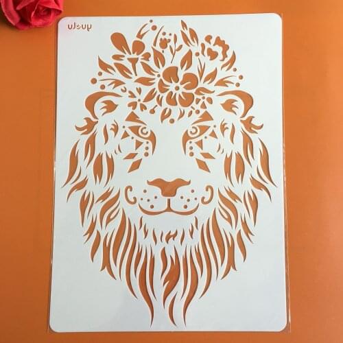 A4 29 * 21cm creative animal lion DIY stencil wall painting scrapbook coloring photo album decorative paper card template
