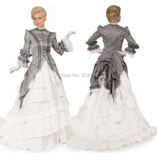 Tailored!Elegant Grey Victorian dresses 1860s Southern Belle War dress Revolutionary Dress Halloween cosplay dress HL-148