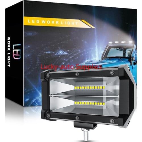 Car LED Work Light 5 Inch 24 Lights 72W Trinocular Double Row LED Strip Light Spotlight