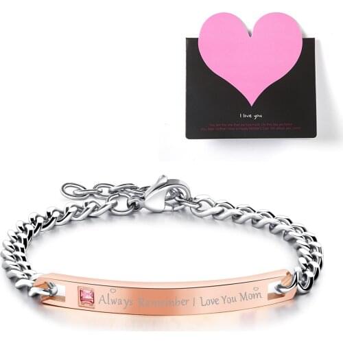 BONISKISS Mothers Day Bracelet for Mom "The Love Between a Mother & Daughter is Forever" Stainless Steel bracelets Jewellery