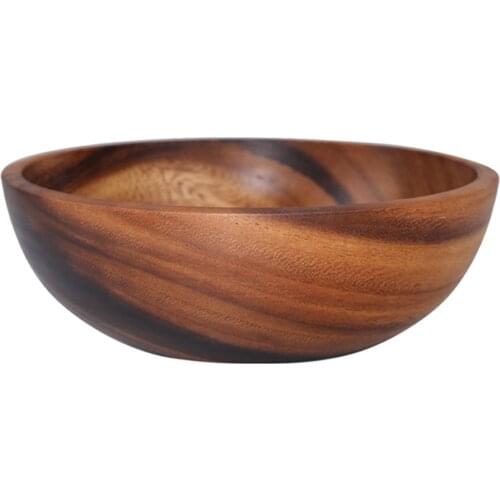 Household Round Wooden Fruit Salad Bowl Dinnerware Basin Container Kitchen Tool Tableware Beech Bowl