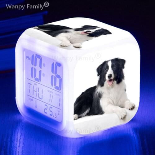 Very Cute Pet Dog Alarm Clock 7 Color LED Glowing Digital Alarm Clock Kids Gift Multifunction Electronic Luminous Watches Clock