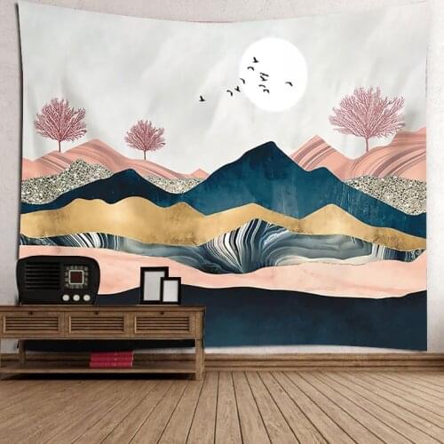 Mountain Tapestry Forest Tree Tapestry Sunset Tapestry Natural Landscape Tapestry Wall Hanging Room wall Tapestry For Office