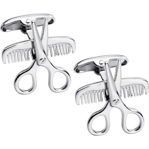 HAWSON Interesting Style Scissors and Comb Shaped Cufflinks for French Cuffs/Shirts Special Design for Barber/Hairdresser