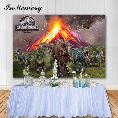 InMemory Jurassic World Party Dinosaur Background Customize Name Children backdrop for photography High quality Computer Print