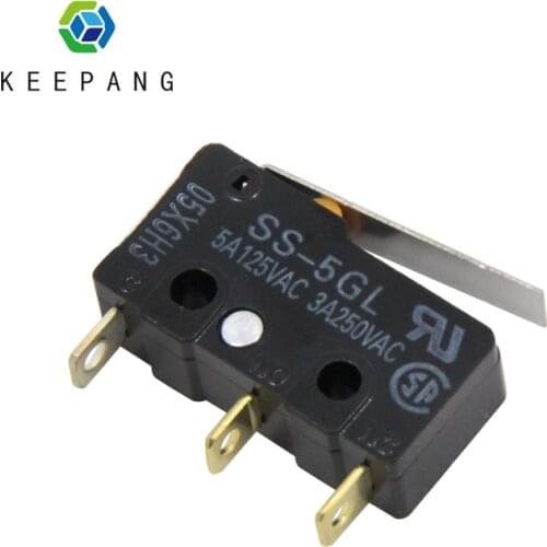 Kee Pang 5PCS Micro SS-5GL Switch Mini Limit Switch For 3D Printer Switch Endstop Com-NC-NO 3Pin End Stop Switch Omron SS-5GL