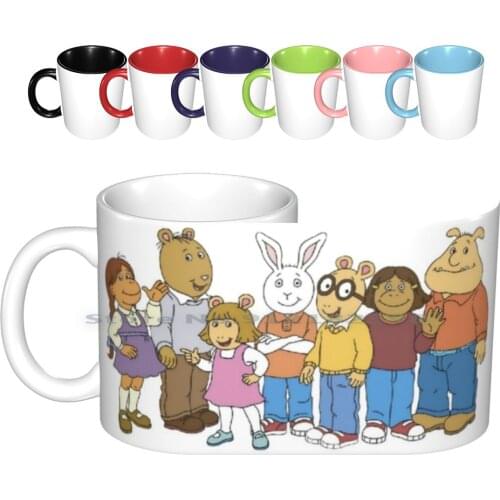 Arthur And Friends Ceramic Mugs Coffee Cups Milk Tea Mug Arthur Brian Buster Dw Cartoon Unique Popular Old Funny Childhood