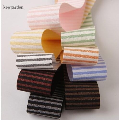 Kewgarden DIY Bowknot Hair Accessories Satin Ribbon 1" 1.5" 2" 25mm 40mm 50mm Color Stripe Polyester Ribbon Handmade Tape 10Yard