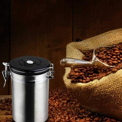 Coffee Flour Sugar Stainless Steel Container Dili Kitchen Storage Canister Vacuum Co2 Valve Airtight Coffee Container Storage Ca