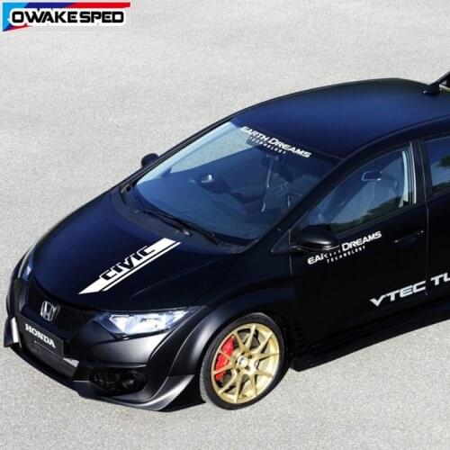 For Honda CIVIC Car Hood Bonnet Sticker Racing Styling Sport Stripes Auto Engine Cover Decor Vinyl Decals Exterior Accessories