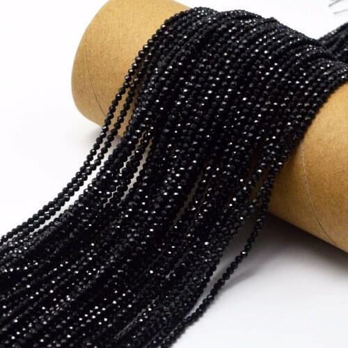 Natural Stone Bright Quality Black l Rondelle Shape Faceted Beads 2mm 15"