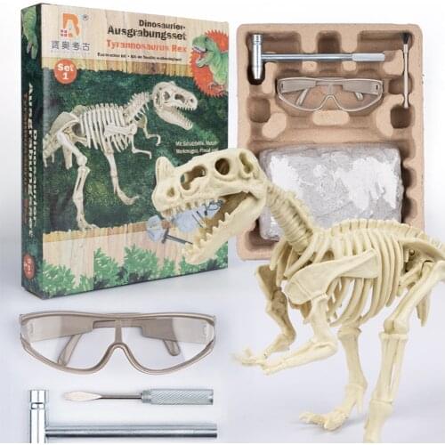 Science Education Dinosaur Archaeological Kid Toys Learning Nature DIY Blocks With Glasses Hammer Sweeper Accessories Children