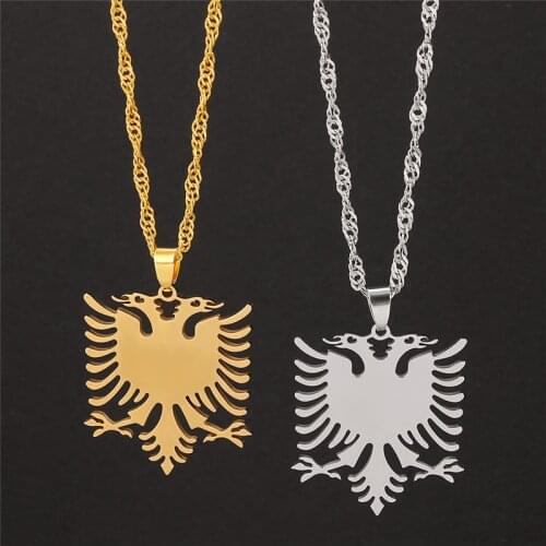 Stainless Steel Albanian Eagle Necklace Women Men Unisex Chain Necklaces Mystery Gifts For Kids Men
