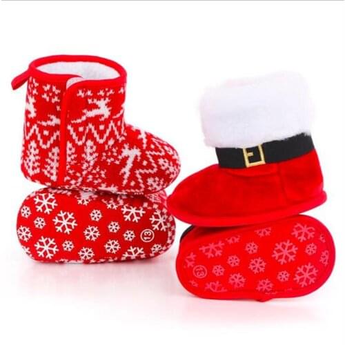 2020 New Baby Christmas Shoes Boots Autumn Winter Toddler First Walkers Antislip Infants Boys Girls Warm Shoes