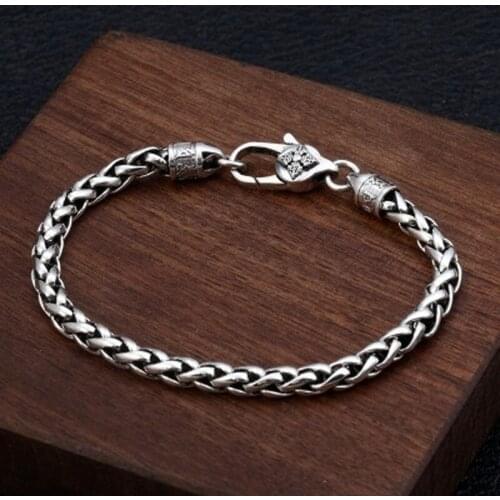 925 sterling silver Bracelets Bangle Buddha Mantra Vajra Weave Rope friendship Bracelet Jewelry