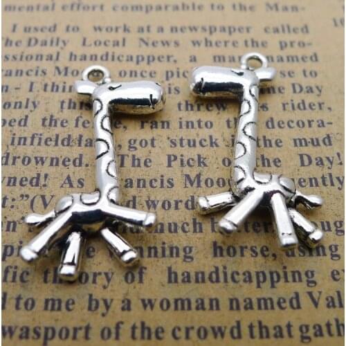 10pcs/Lot 15x30mm Antique Silver Color 3D Giraffe Charms Pendant For Jewelry Making DIY Jewelry Findings