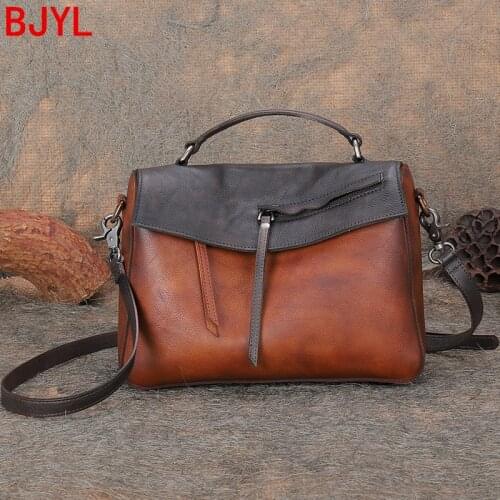 Retro Casual Bag Women Small Square Bag Handbag Soft Leather Messenger Shoulder Bags Large-capacity First Layer Leather Female