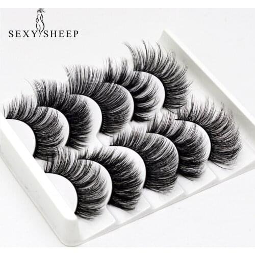 SEXYSHEEP 5 Pairs Eyelashs 3D Faux Mink False Eyelashes Thick HandMade Lashes Volume Soft Mink Fake Lashes False Eyelashes