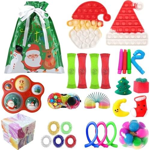 Christmas Fidget Toys Pack Anti Stress Toy Set Marble Relief Gift For Adults Girl Children Sensory Antistress Relief Figet Toys