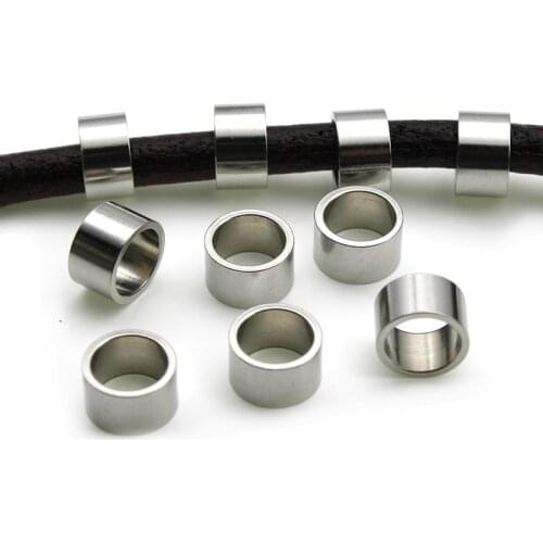 20pcs 316L Stainless Steel Big Large Hole 7 8 mm Metal Tube Loose Spacer Beads for Jewelry Making Beads Charms Bracelet Findings
