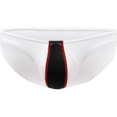 Men Color Blcok Patchwork U Convex Bulge Pouch Low Rise Thong Briefs Underwear