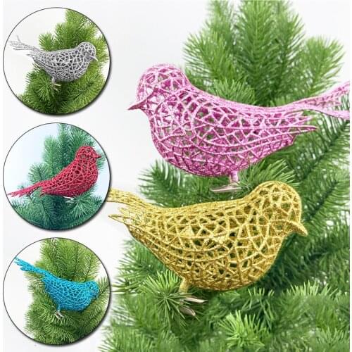 Artificial Glitter Bird With Clip Cute Bird Shaped Christmas Tree Decorations Christmas New Year Party Decor Supplies Photo Prop