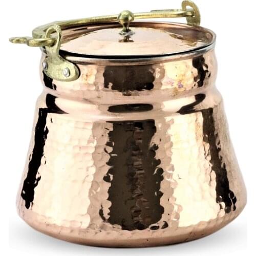 Morya Yogurt Copper Bucket with Lid Handmade Multi Purpose Pot for Stocking Container Utensils Kitchen Accessories 3L