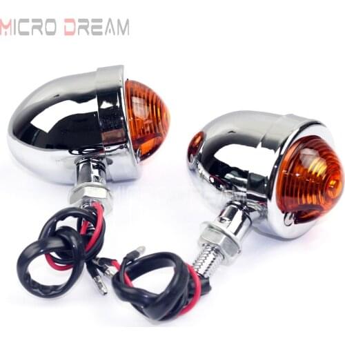 1 Pair Chrome 12v 10w Turn Signals Light Motorcycle Front & Rear Indicator Flasher Lamp Universal For Harley Cafe Racer Cruiser