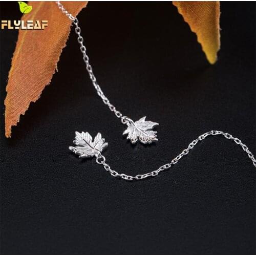 925 Sterling Silver Maple Leaf Long Tassel Earrings For Women Female China Vintage Fine Jewelry Flyleaf New Arrival