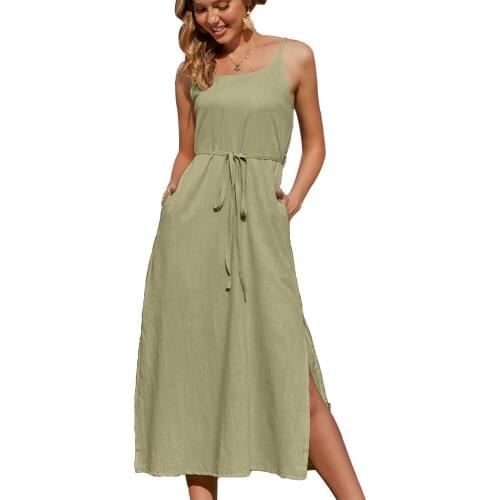 Summer clothing for women sexy off shoulder spaghetti midi dress solid loose cotton vestido pink lace up dresses for women 2021