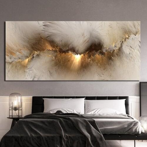 Wangart Grey Golden Cloud Abstract Oil Painting Think Independe Wall Picture for Living Room Canvas Modern Art Poster and Print