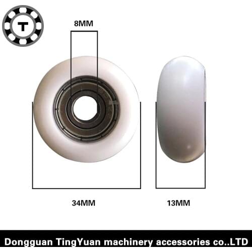 10PCS Free Shipping 608zz round type high quality cash register bearing roller wheels 8*34*13mm POM Bearing Roller Wheel