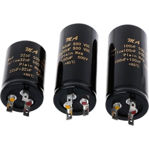 100+100uf,50+50uf,32+32uf,500V Audio Electrolytic Double Amplifier Capacitors J0PB