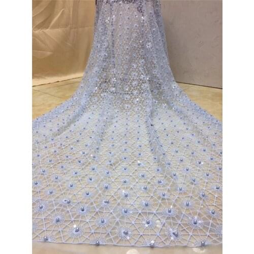 2018 new 5yards/bag best quality embroidery tulle mesh lace with beads for sawing bridal wedding dress BZL-101211