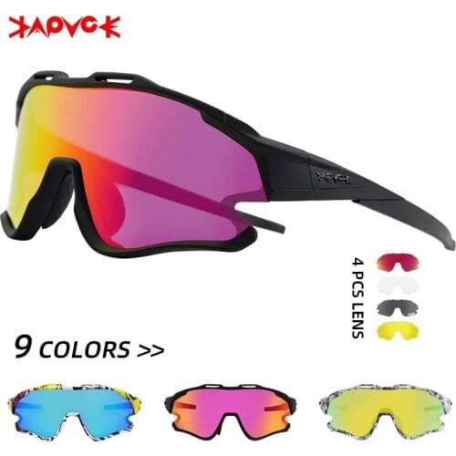 2021 Kapvoe New Polarized Cycling Glasses Men&Women Mountain Bike Goggles Sports Fishing Riding Eyewear Bicycle Sunglasses 4Lens