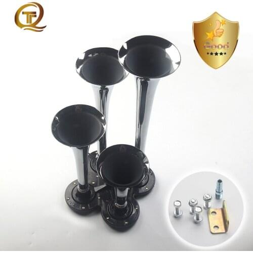 4 pipe Truck Horn Super Loud Car Air Horn Big Valve 150PSI 12V/24V 150db Modified Train Electric Horns Chrom No Compressor