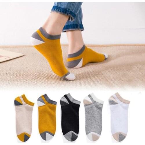 5Pairs/set Kawaii Men Socks Patchwork Solid Cotton Ankle Sock Spring Summer Casual Male Funny Sock Meias calcetines