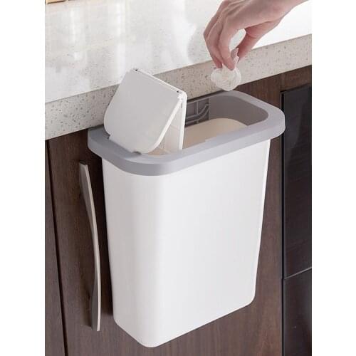 5L Wall Mounted Trash Can with Lid Waste Bin Kitchen Cabinet Door Hanging Recycle Garbage Car Cleaning