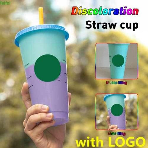 700ml Straw Cup With Lid With Logo Reusable Cups Plastic Tumbler Cold Coffee Mug Christmas Party Gift Support Dropship Wholesale