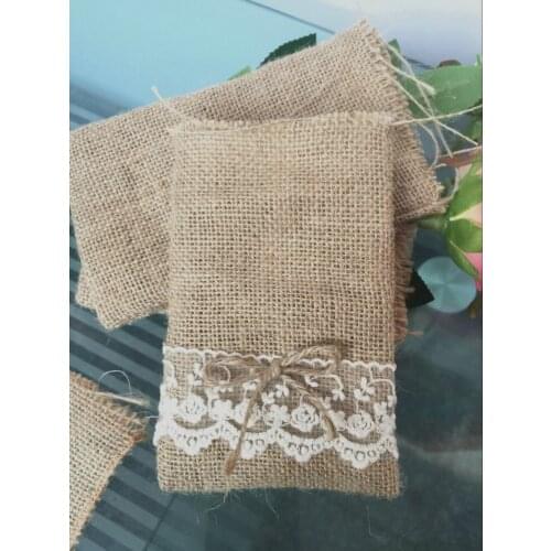 Free shipping Lace jute candy bag wedding lace candy bag jute candy bag