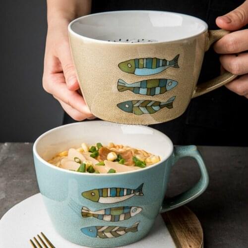 Big Belly Ceramics Coffee Cup Tuba Breakfast Oats Milk Cup Big Capacity Big Mouth Mug Lovely Cartoon Cappuccino Art Coffee Mug