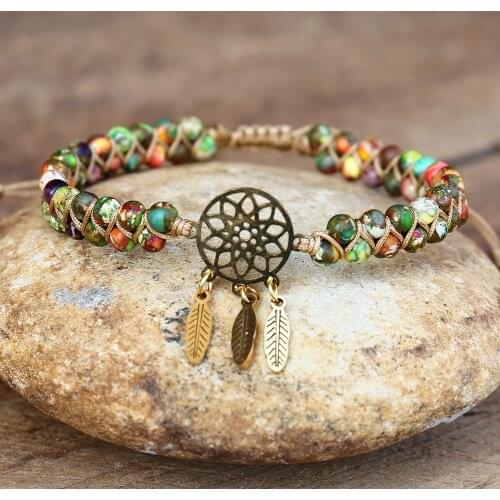 4mm Beaded Stainless Steel Dream Catcher Charm Bracelets Women Men Yoga Hope Braided Wrap Bracelet Handmade Jewelry