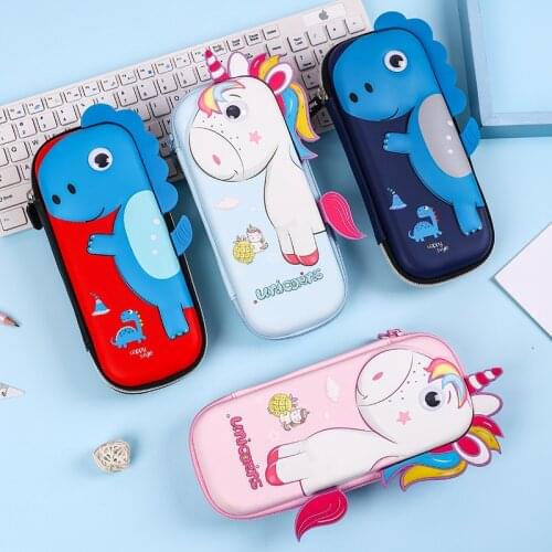 Cute Unicorn Large Capacity Pencil Case For Children Novelty Bag Kawaii Waterproof 3D Pattern Stationery Box School Supplies