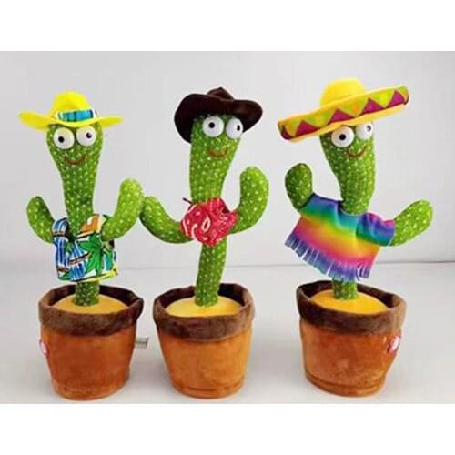 Dancing Cactus Electric Music Twisting Plush Doll Baby Kids Accompany Toys Sing And Dance Voice Interactive Toys for Children