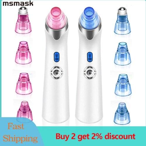 Blackhead Remover Face Cleansing Electric Beauty Instrument Red And Blue Hot Compress Pore Cleaner LCD Display Vacuum Cleaner