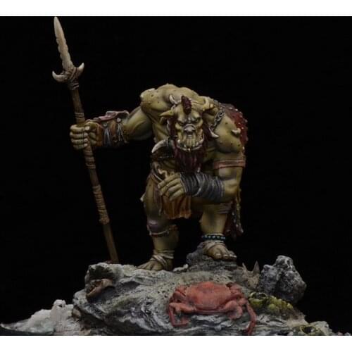 1/24 75mm The Fisher orc warrior 75mm with Spear toy Resin Model Miniature resin figure Unassembly Unpainted