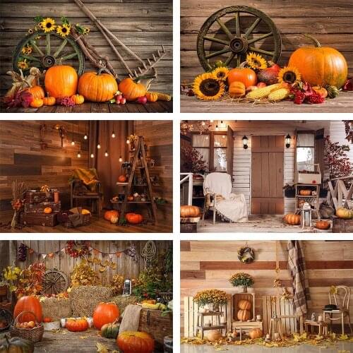 Photography Background Plank Wood Wall Pumpkin Autumn Backdrop Birthday Party Decor Backdrop Photocall Photo Studio Banner