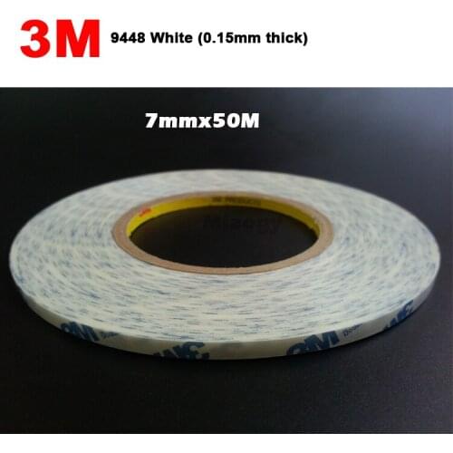 7mm*50M 3M 9448A Adhesive White Sticker Tape for Samsung, HTC Android phone Tablet Mp5 Display Touch Screen Panel Cable Lens Fix