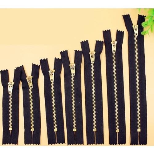 4# Size Brass Teeth Black Zipper For Jeans Sewing Garments Handbag Craft Sewing With 7/9/10/11/12/13/15/18 CM